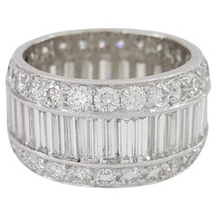 6.5 Carat Baguette & Round Diamond Three-Row Platinum Eternity Band Ring