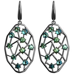 6.5 Carat Bi-Color Marriage Sapphire Diamonds 14 Karat Gold Earrings