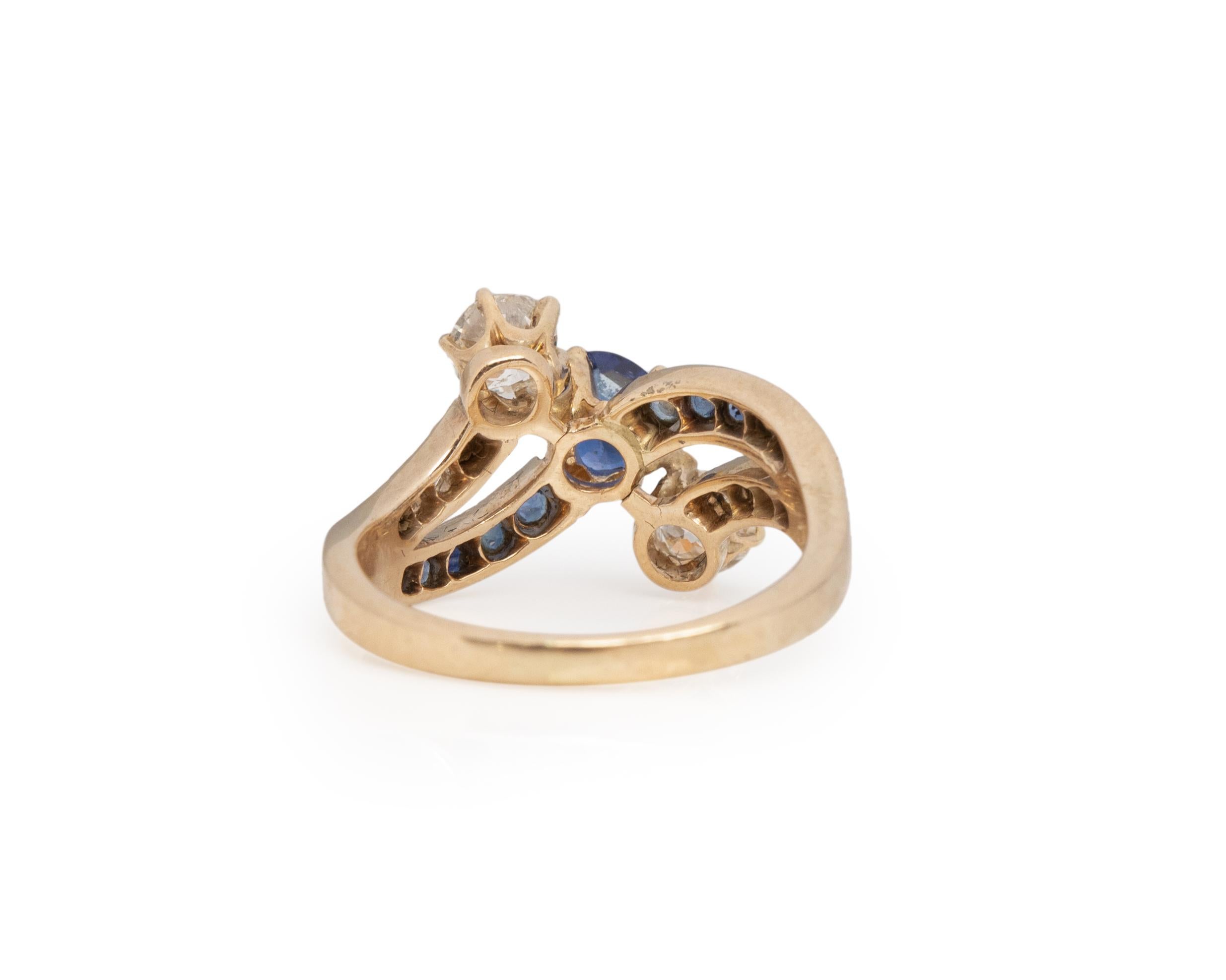 Brilliant Cut .65 Carat Blue Diamond 14k Yellow Gold Cocktail Ring For Sale