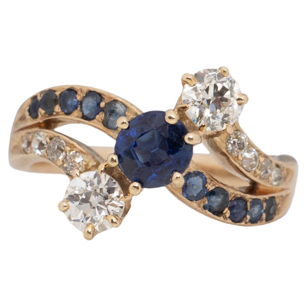 .65 Carat Blue Diamond 14k Yellow Gold Cocktail Ring For Sale