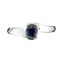 .65 Carat Blue Sapphire White Gold Engagement Ring