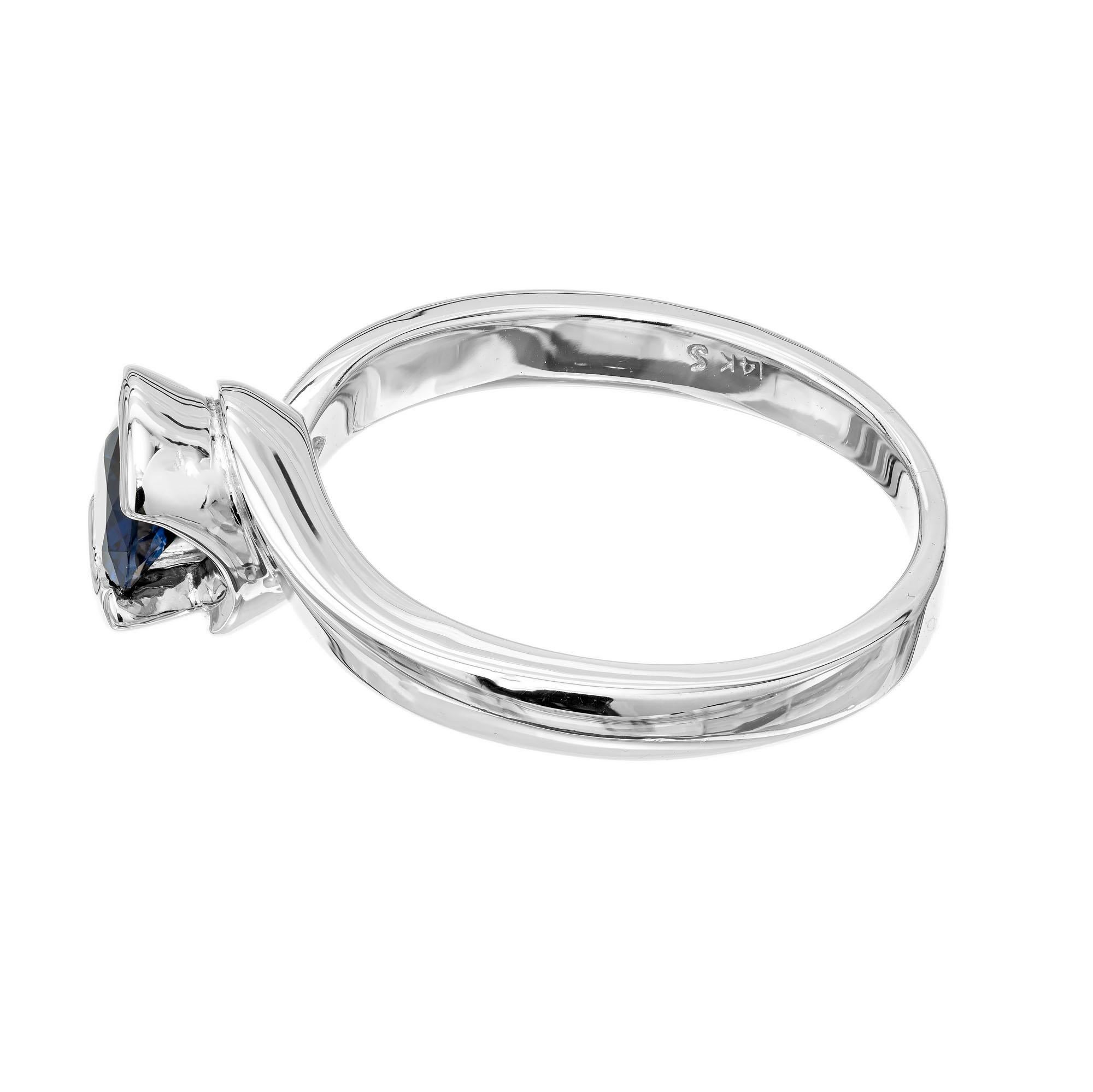 .65 Carat Blue Sapphire White Gold Engagement Ring In Excellent Condition In Stamford, CT