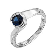 .65 Carat Blue Sapphire White Gold Engagement Ring