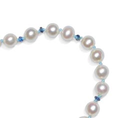 65 Carat Burma Sapphire and Pearls Necklace in 14K Solid Gold.