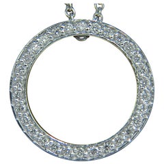 .65 Carat Classic Diamond Circle Pendant and Necklace 14 Karat
