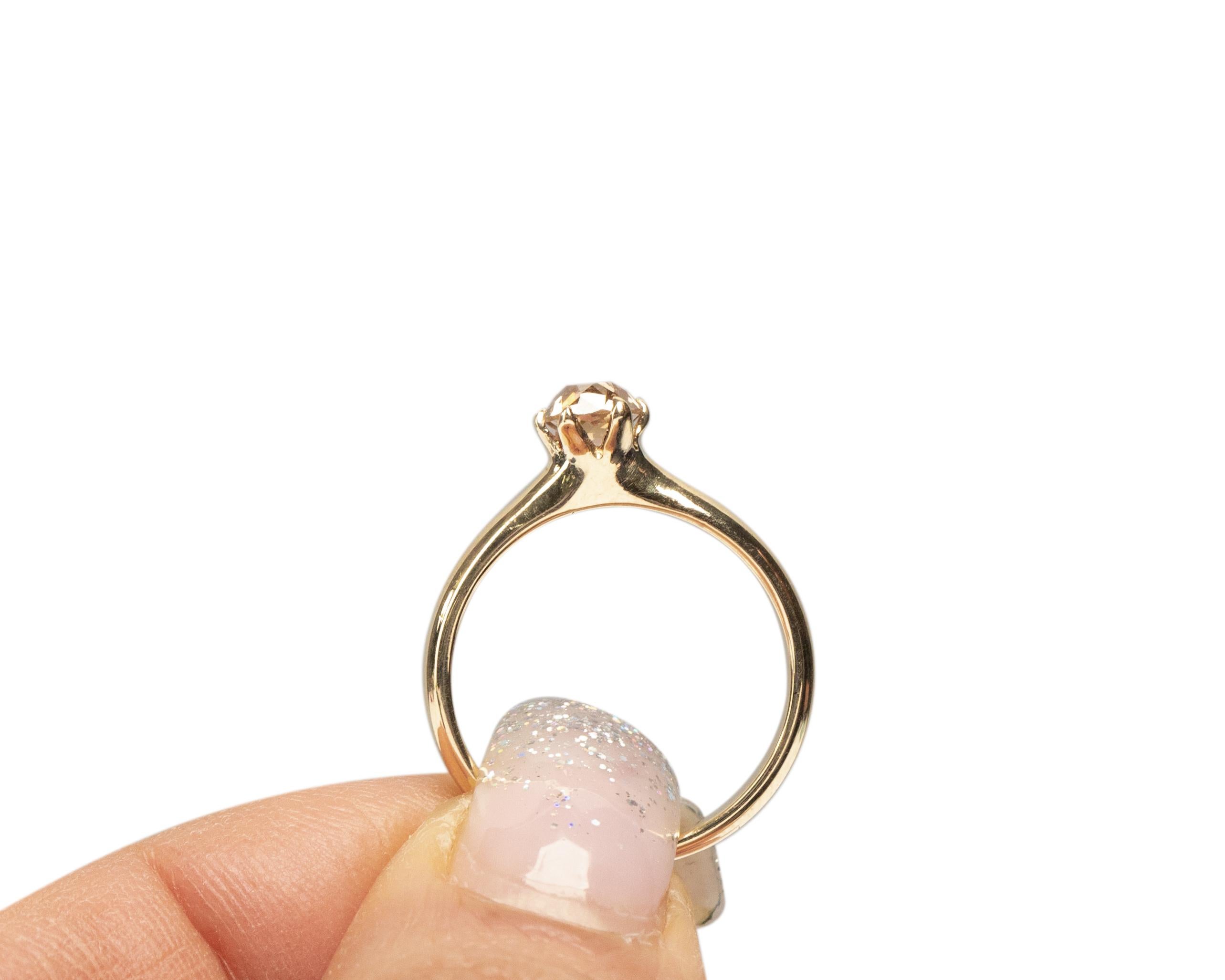 .65 Carat Cushion Diamond 14 Karat Yellow Gold Engagement Ring For Sale 2