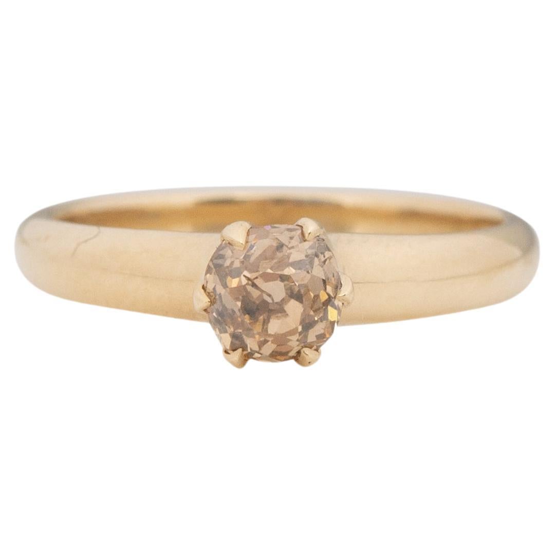 .65 Carat Cushion Diamond 14 Karat Yellow Gold Engagement Ring For Sale