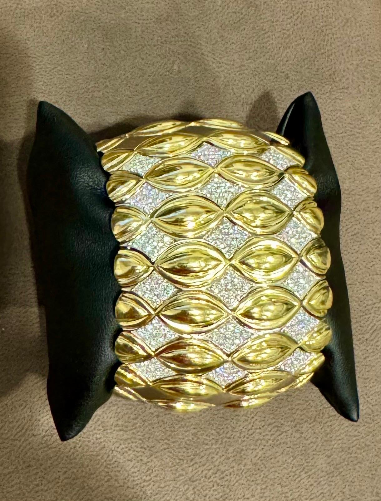 8 Carat Diamond 18 Kt Gold Cocktail Bangle Bracelet /cuff Estate S Size 192Gm 4