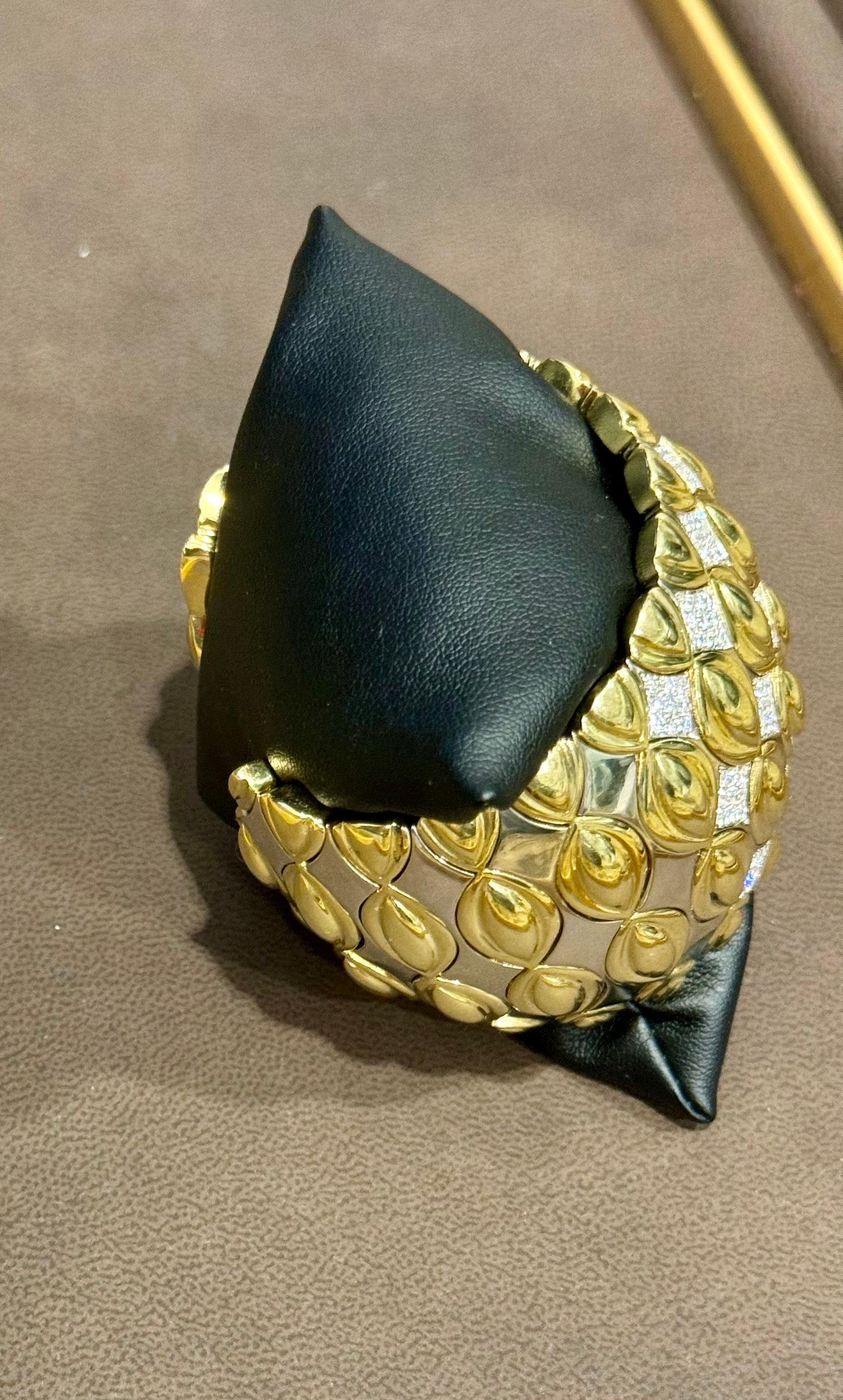 8 Carat Diamond 18 Kt Gold Cocktail Bangle Bracelet /cuff Estate S Size 192Gm 5