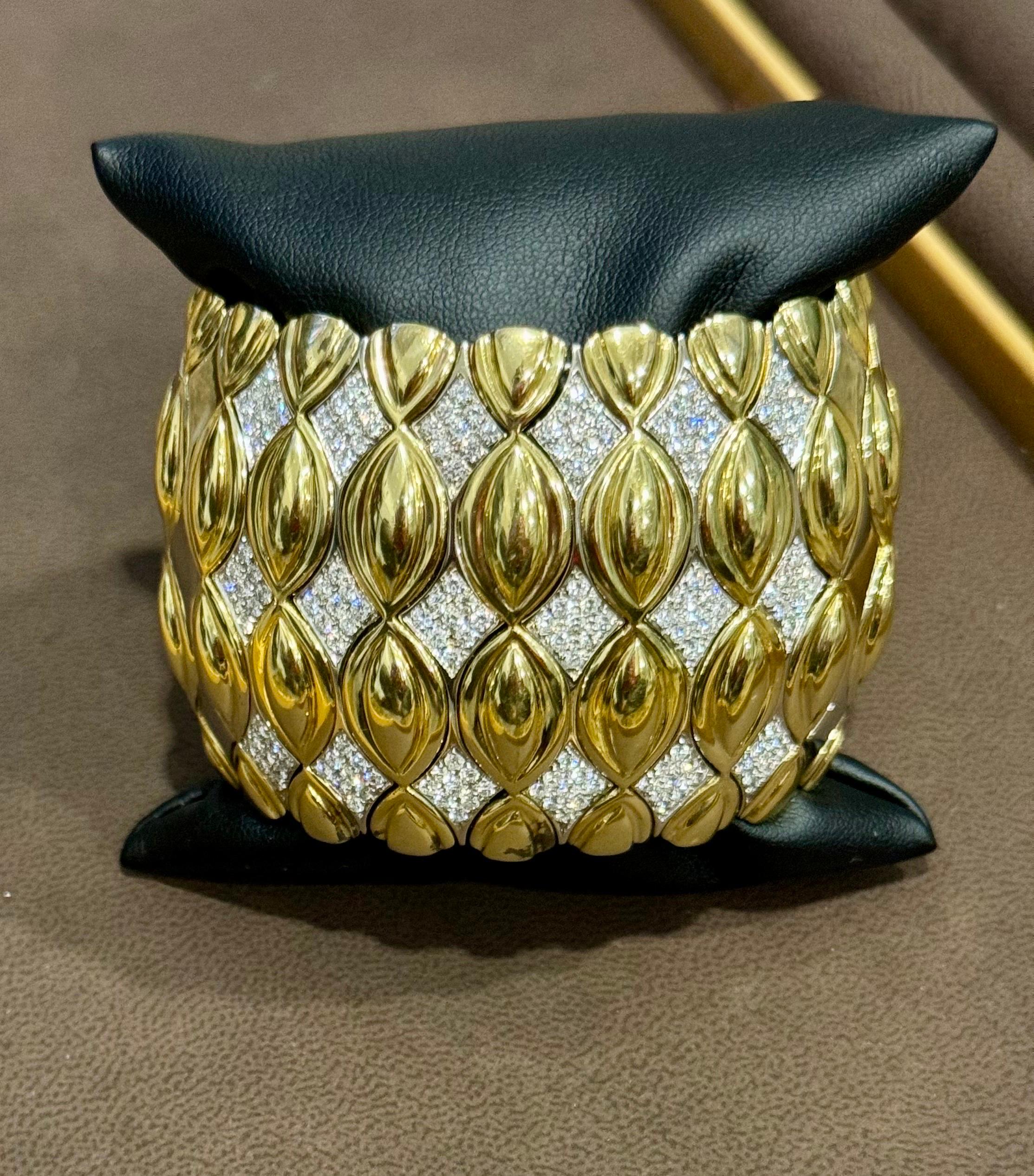 8 Carat Diamond 18 Kt Gold Cocktail Bangle Bracelet /cuff Estate S Size 192Gm 6