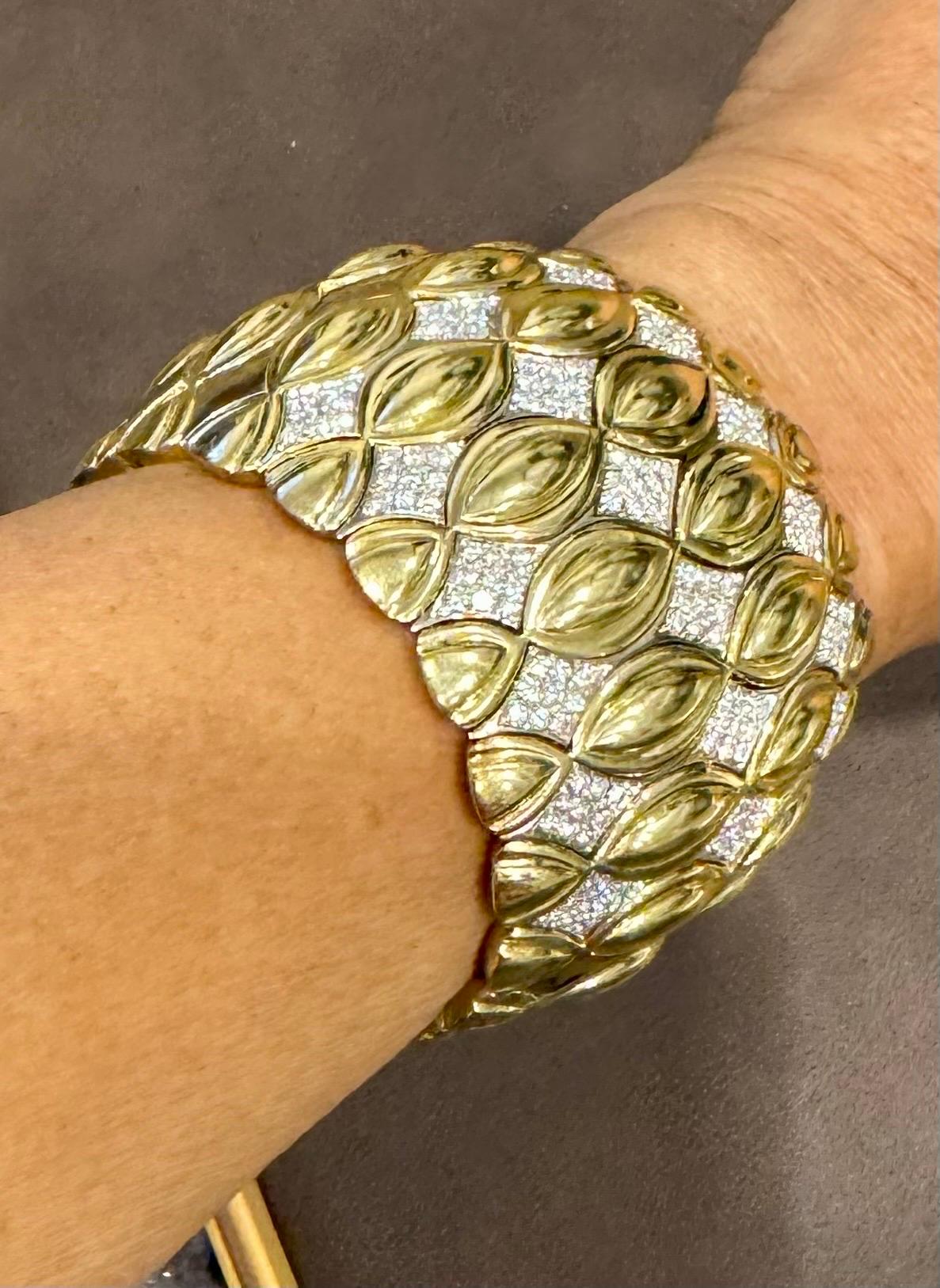 8 Carat Diamond 18 Kt Gold Cocktail Bangle Bracelet /cuff Estate S Size 192Gm 1