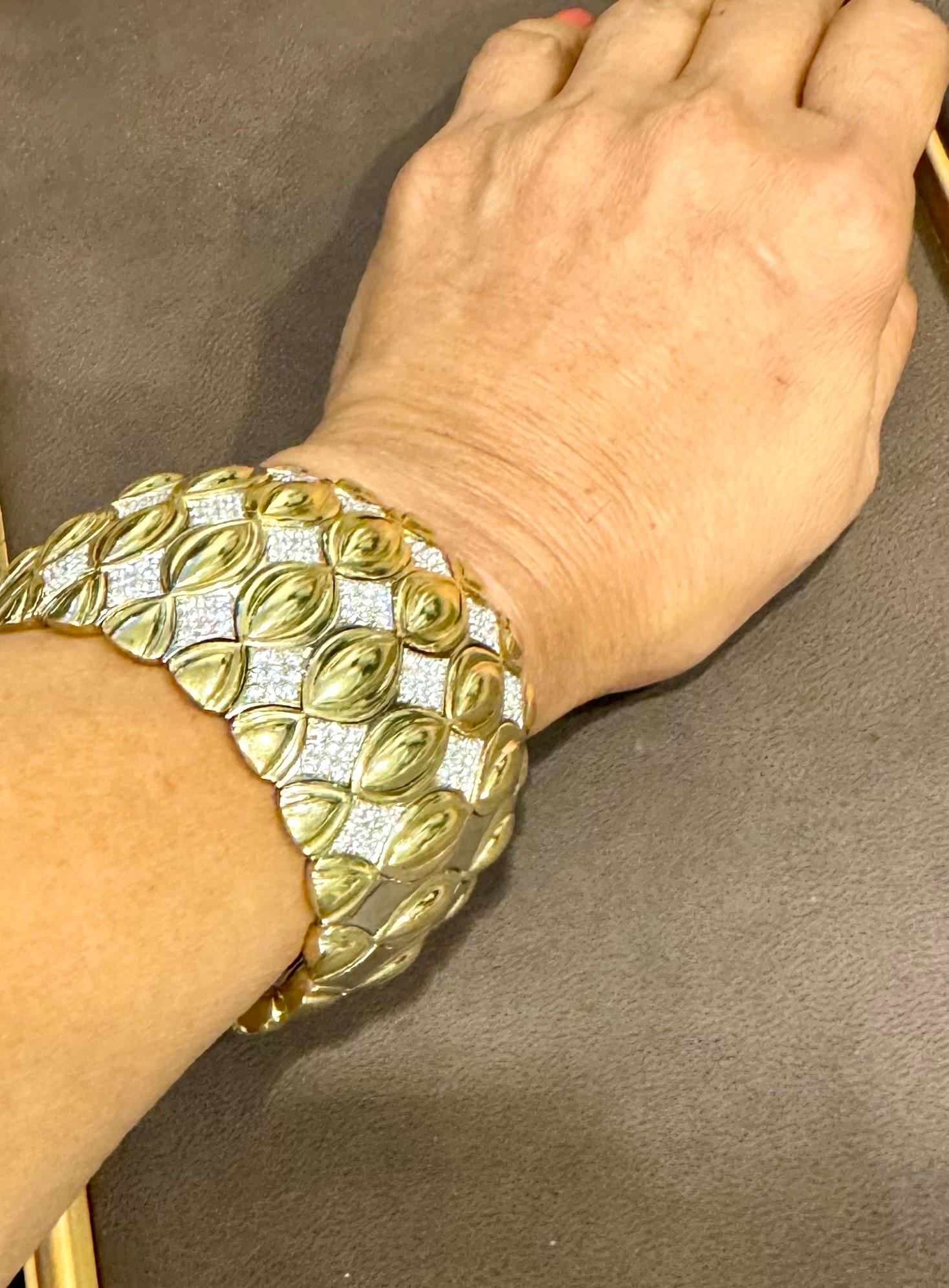 8 Carat Diamond 18 Kt Gold Cocktail Bangle Bracelet /cuff Estate S Size 192Gm 2