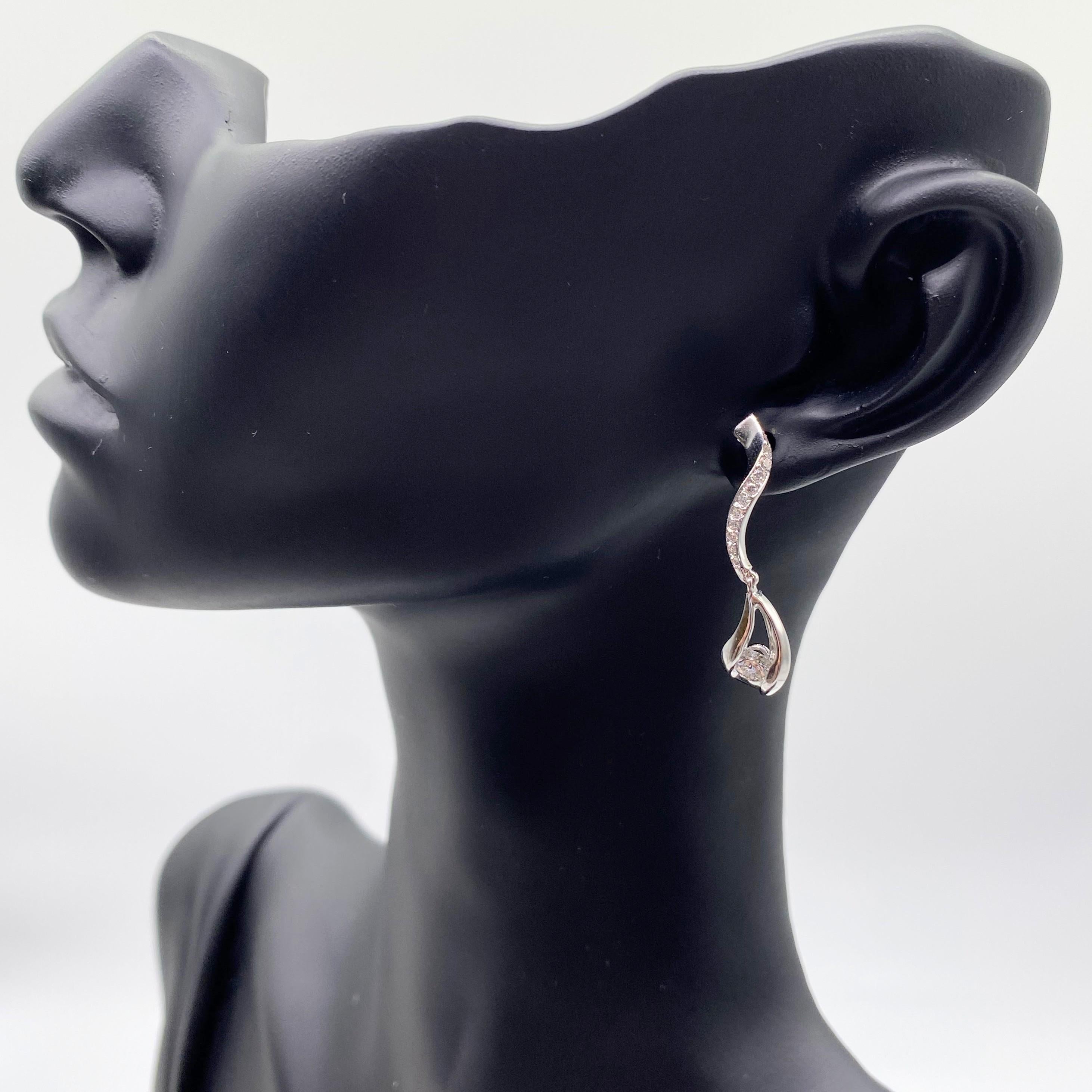 Women's .65 Carat Diamond Drop Earrings in 18k White Gold
