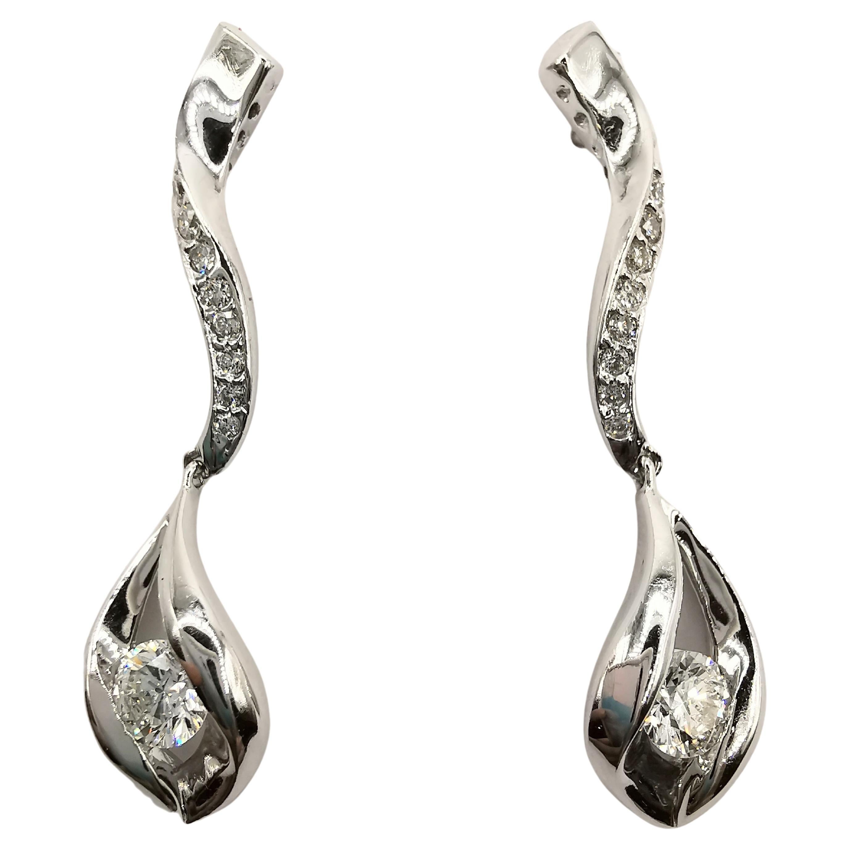 .65 Carat Diamond Drop Earrings in 18k White Gold