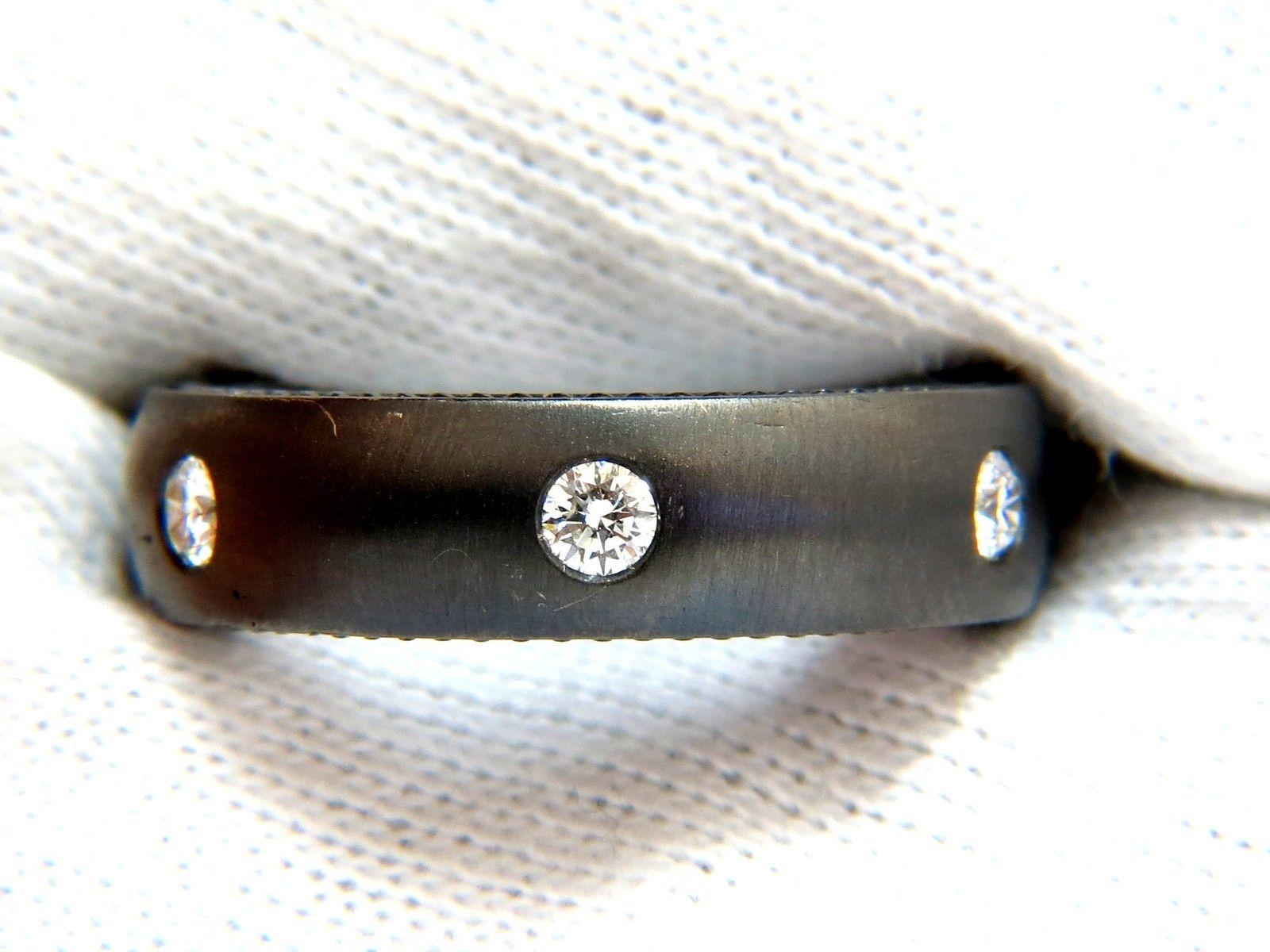 Round Cut .65 Carat Diamond Eternity Ring Brushed Blackened Silver G/VS Unisex For Sale