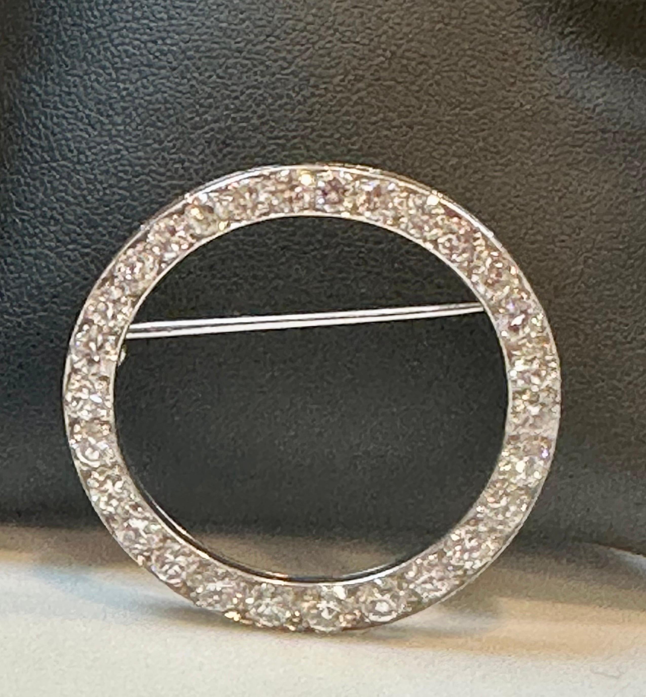 6.5 Carat Diamond Graduating Circular Platinum Pin / Pendant VS Quality Estate 5