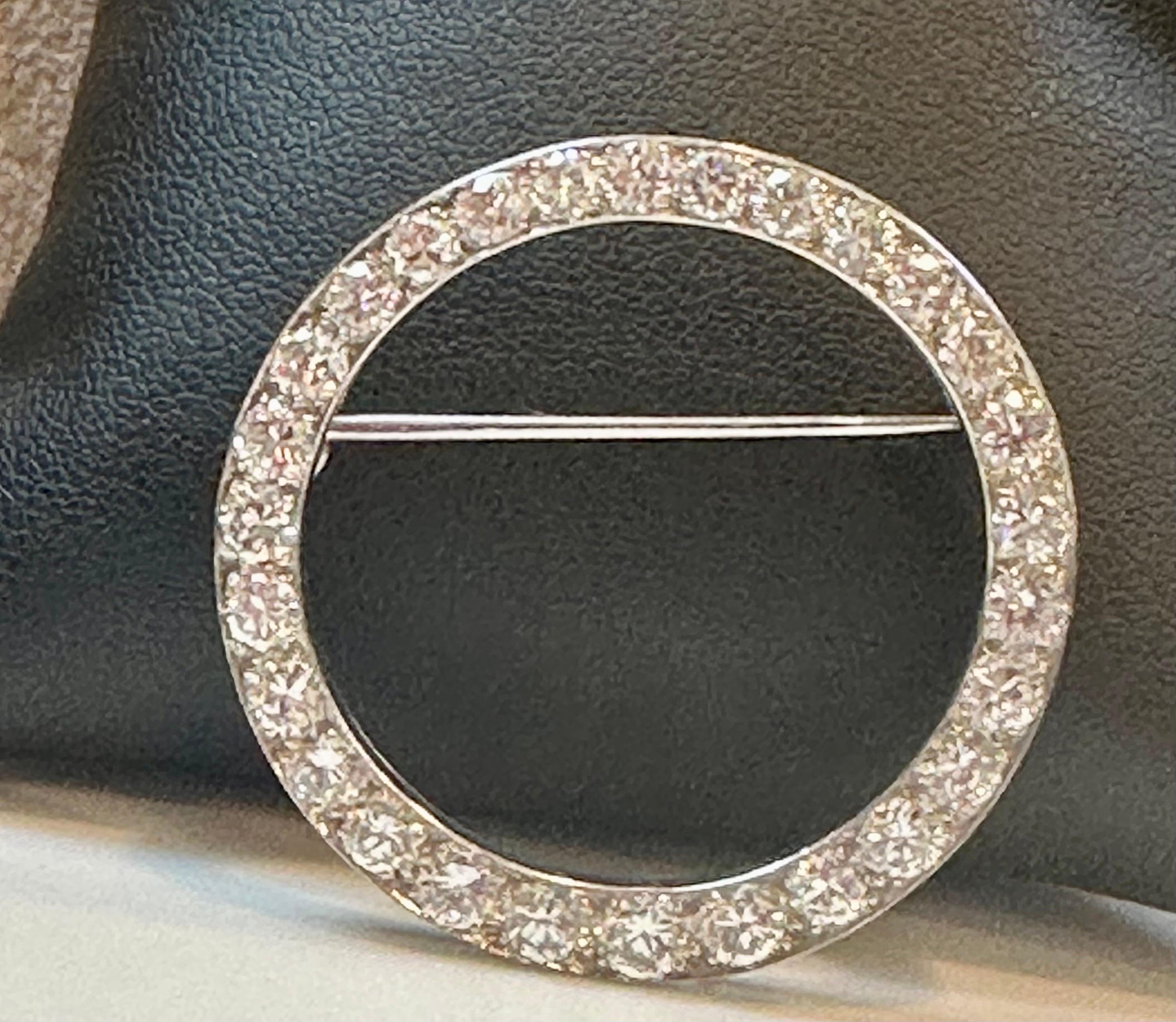 6.5 Carat Diamond Graduating Circular Platinum Pin / Pendant VS Quality Estate 6
