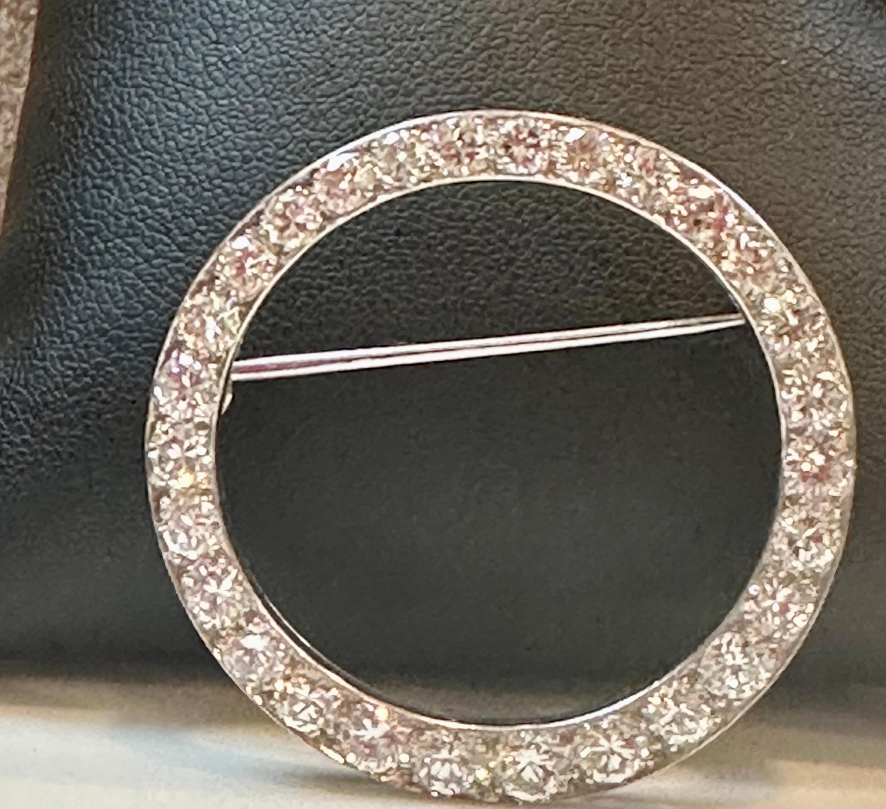 6.5 Carat Diamond Graduating Circular Platinum Pin / Pendant VS Quality Estate 7