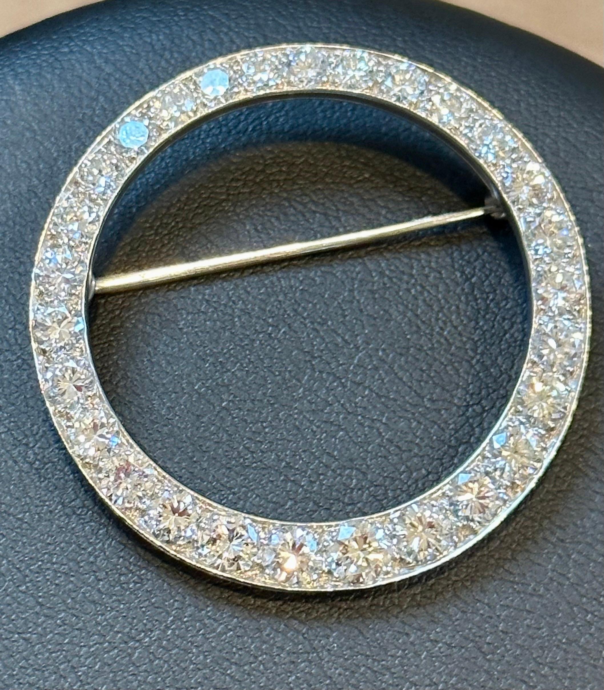 6.5 Carat Diamond Graduating Circular Platinum Pin / Pendant VS Quality Estate In Excellent Condition In New York, NY