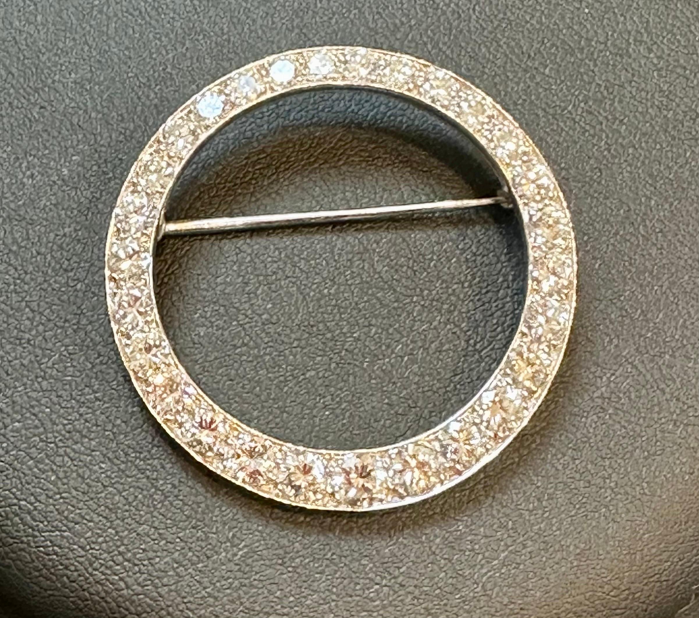 Women's or Men's 6.5 Carat Diamond Graduating Circular Platinum Pin / Pendant VS Quality Estate