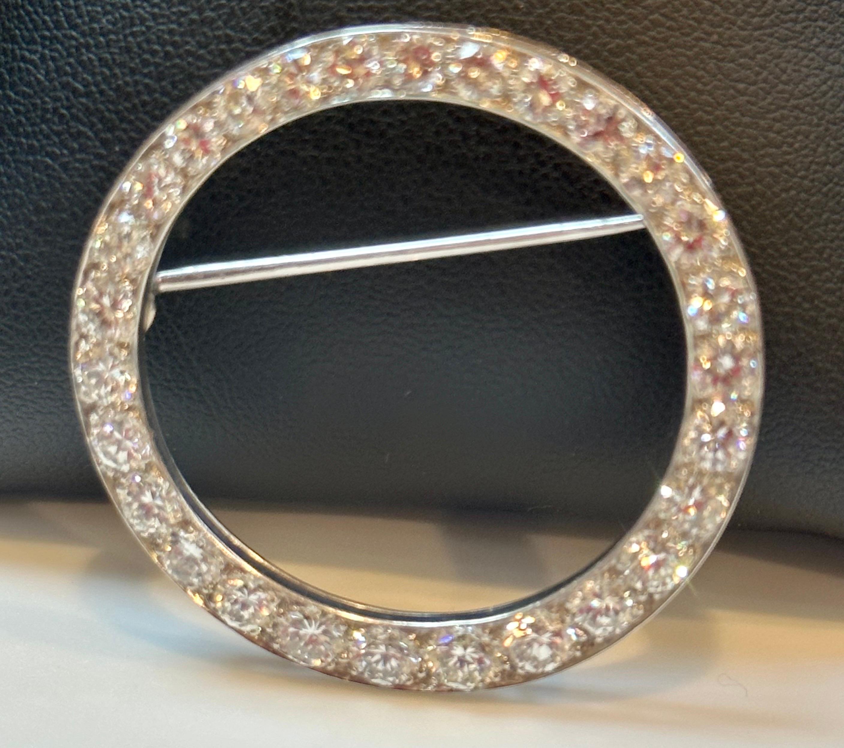6.5 Carat Diamond Graduating Circular Platinum Pin / Pendant VS Quality Estate 3