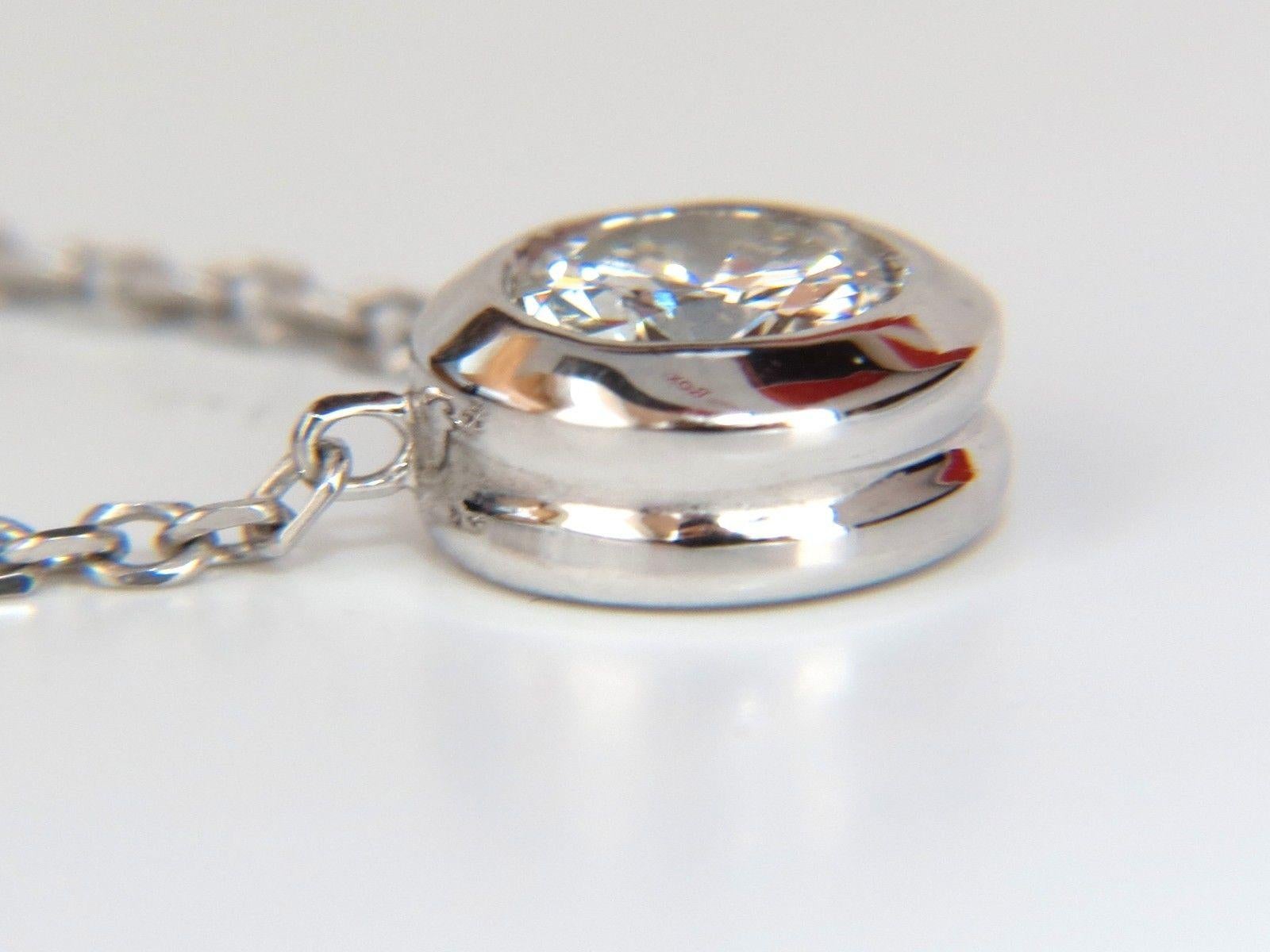 Women's or Men's .65 Carat Diamond Modern Solitaire Bezel Necklace 14 Karat H / Si-1 Excellent