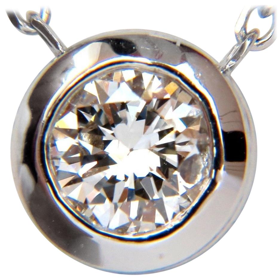.65 Carat Diamond Modern Solitaire Bezel Necklace 14 Karat H / Si-1 Excellent