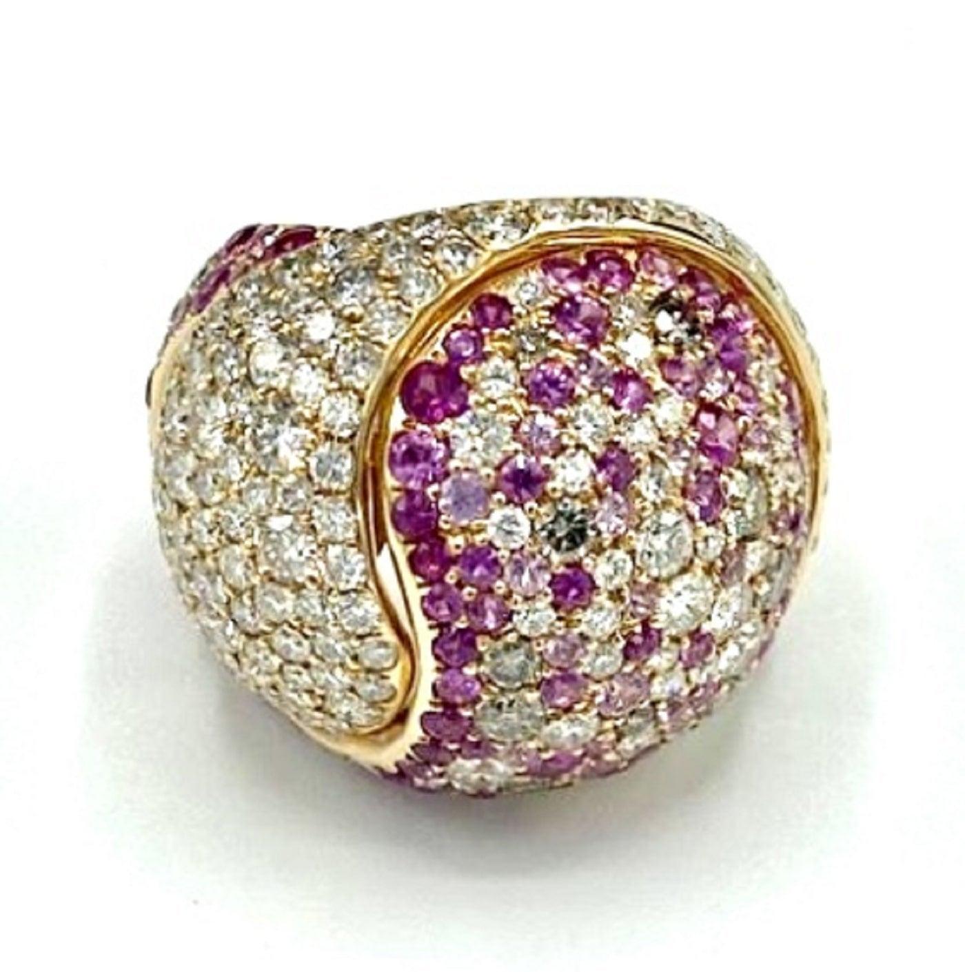 For Sale:  6.5 Carat Diamond Pink Sapphire 18 Karat Gold Statement Ring 2
