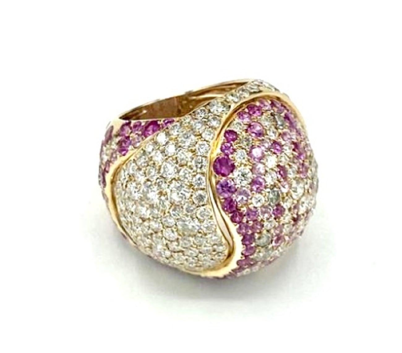 For Sale:  6.5 Carat Diamond Pink Sapphire 18 Karat Gold Statement Ring 3