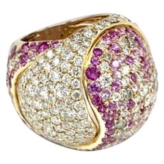 Bague fantaisie en or 18 carats avec saphir rose et diamants de 6,5 carats