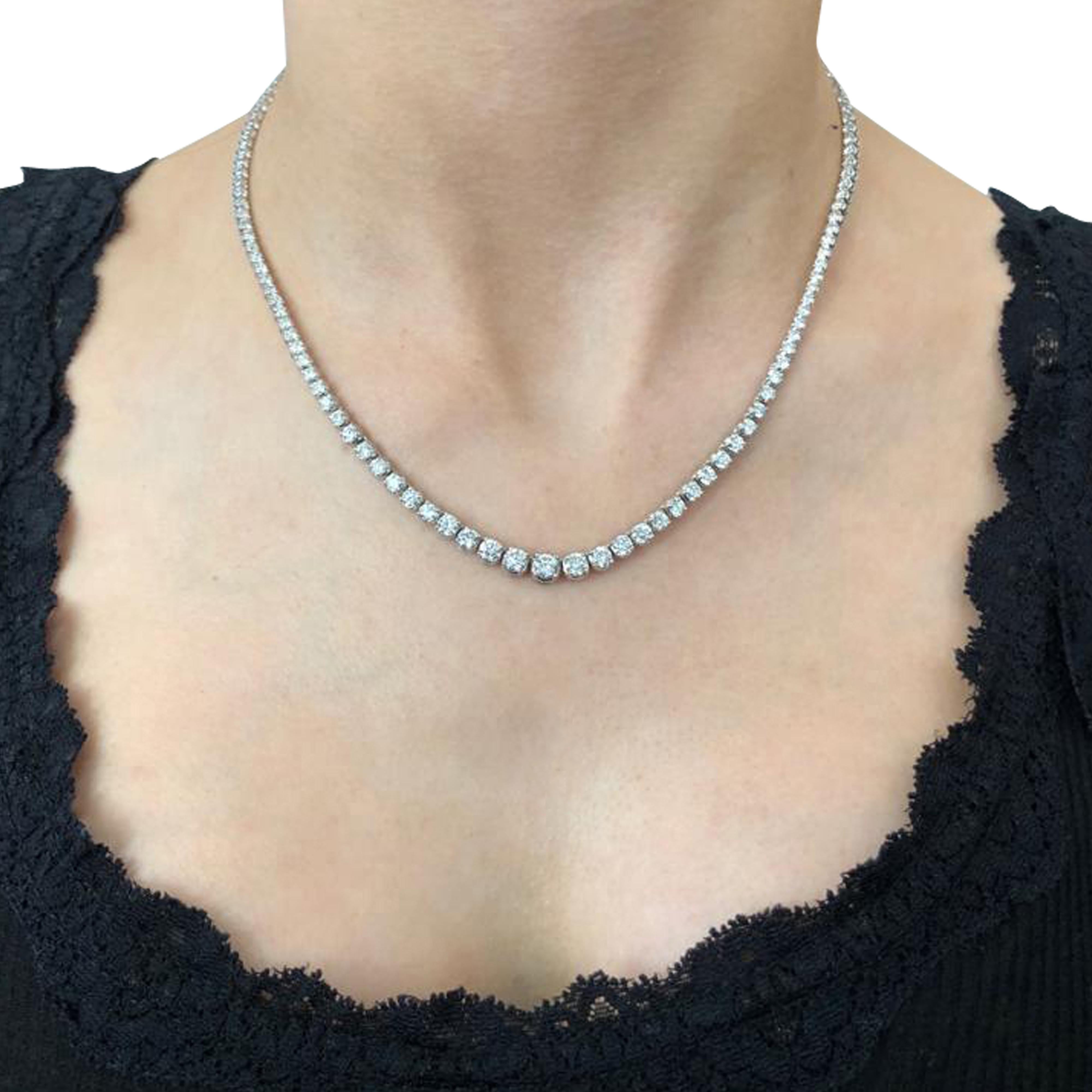 Modern 6.5 Carat Diamond Riviere Necklace