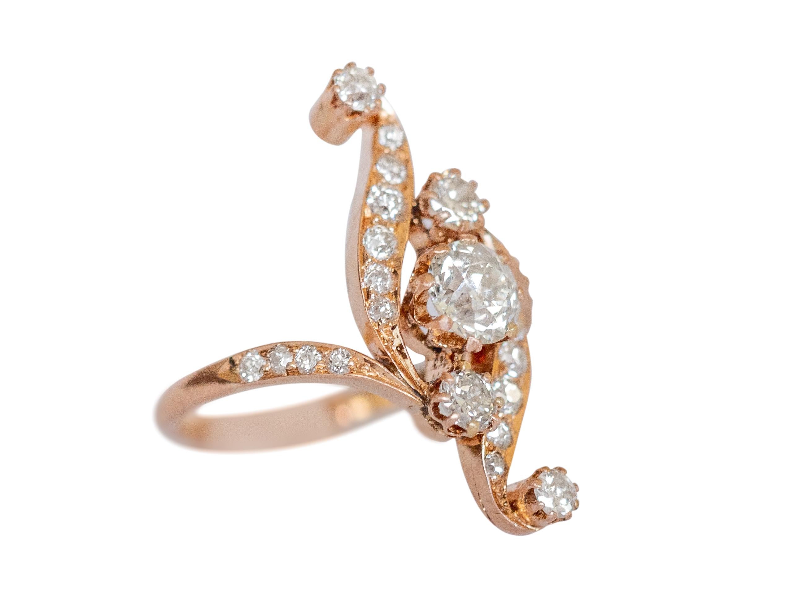 Edwardian .65 Carat Diamond Rose Gold Ring For Sale
