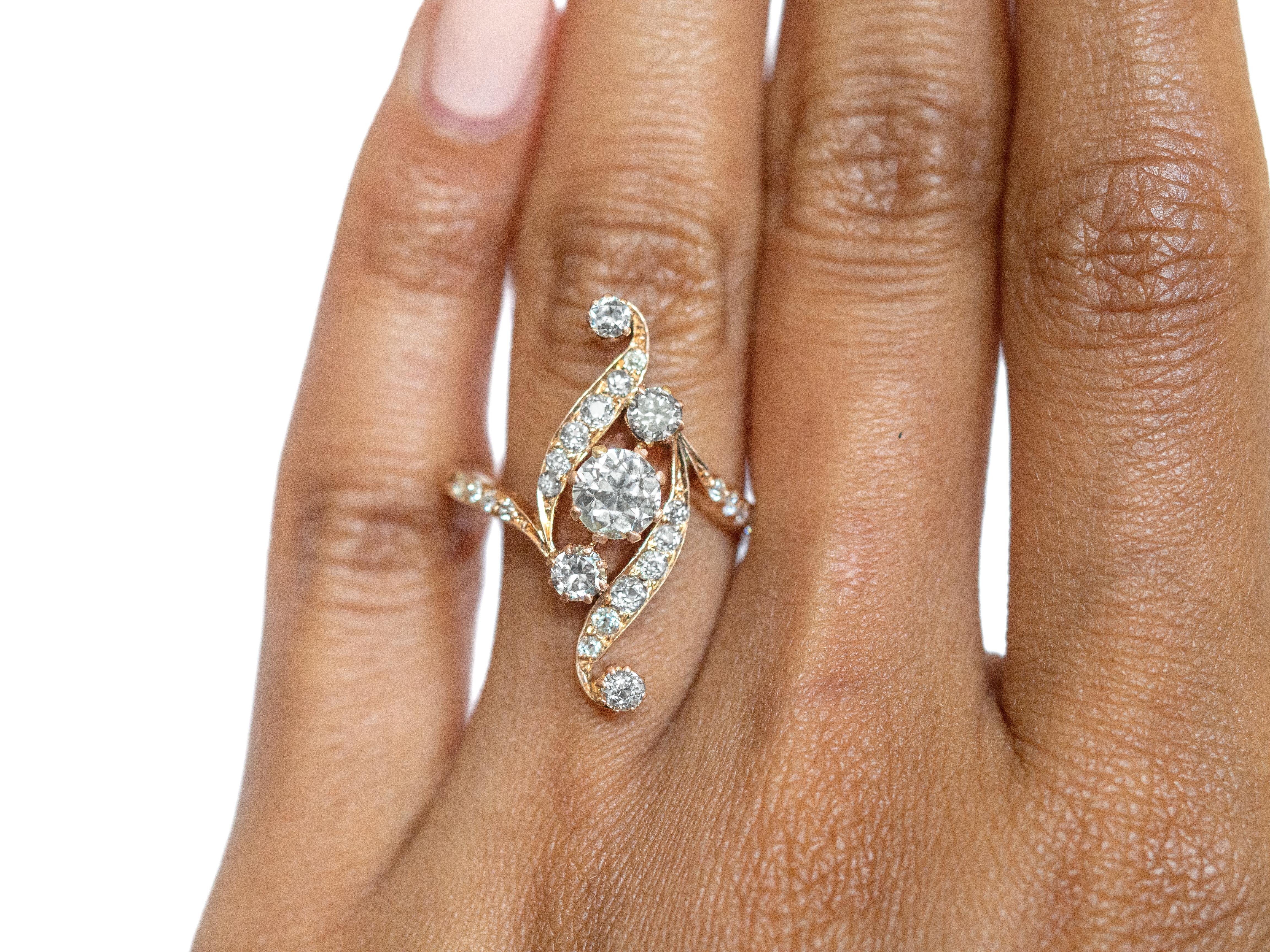 Women's or Men's .65 Carat Diamond Rose Gold Ring For Sale