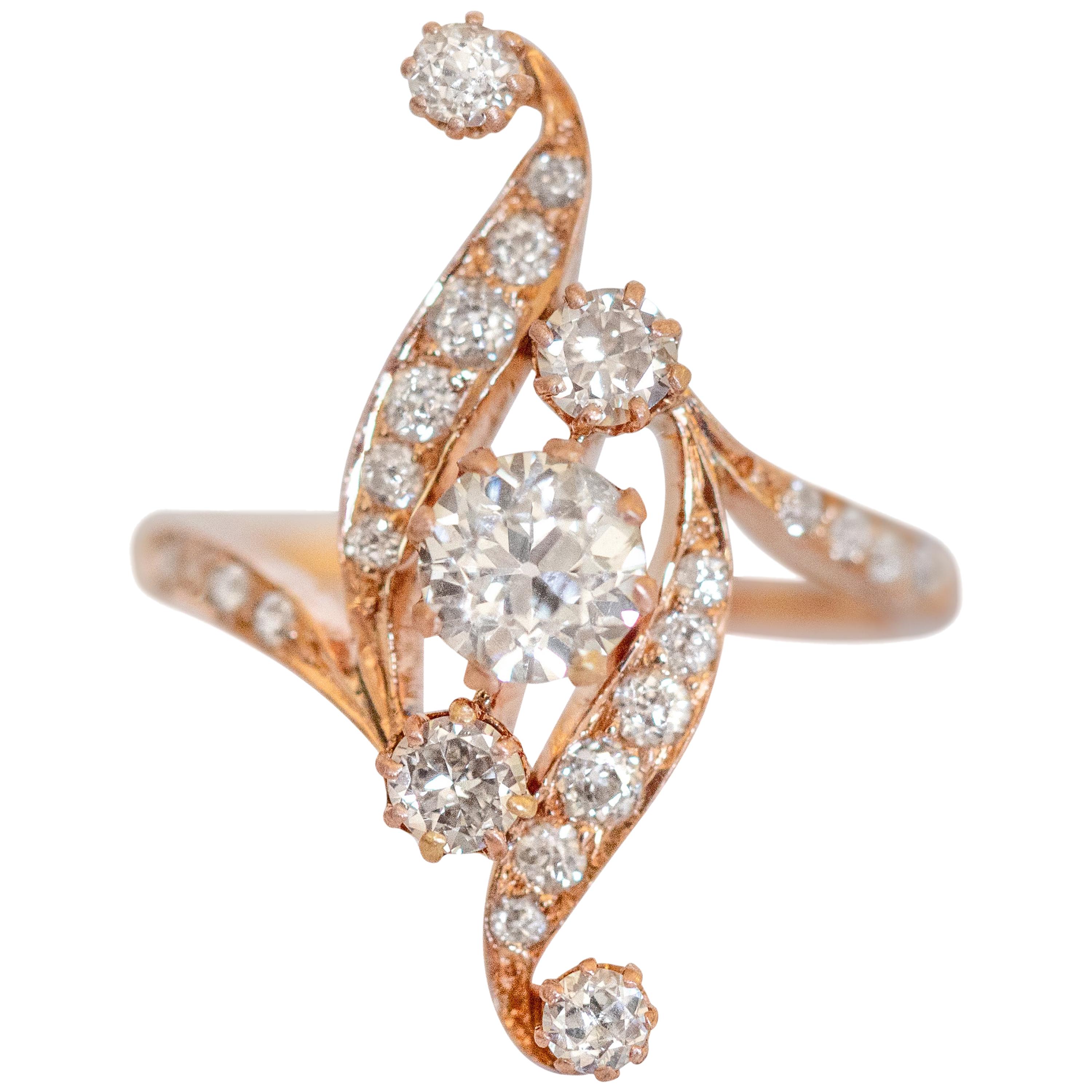 .65 Carat Diamond Rose Gold Ring For Sale