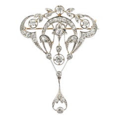 .65 Carat Diamond Two-Tone Gold Brooch Pendant