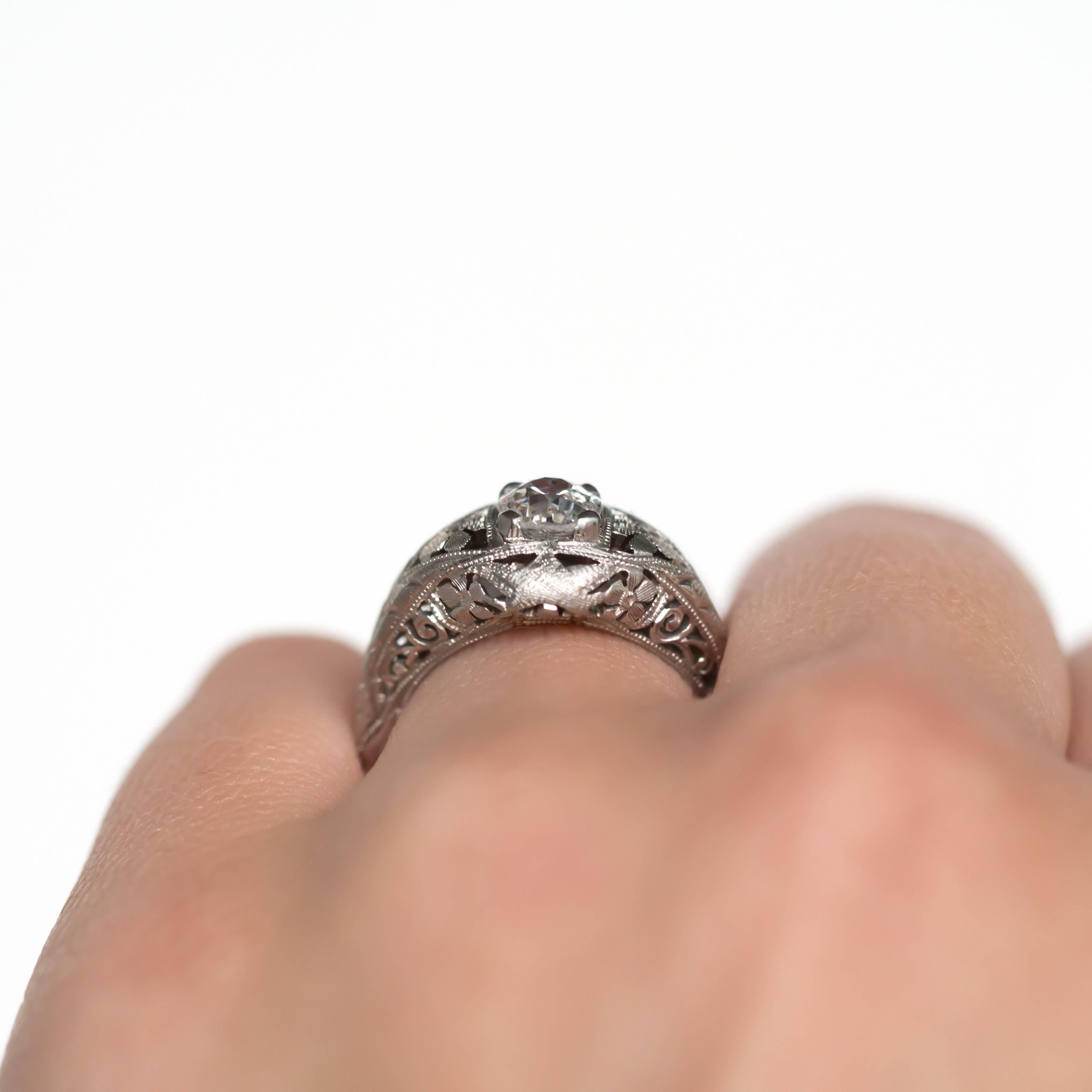 Women's or Men's .65 Carat Diamond White Gold Engagement Ring For Sale
