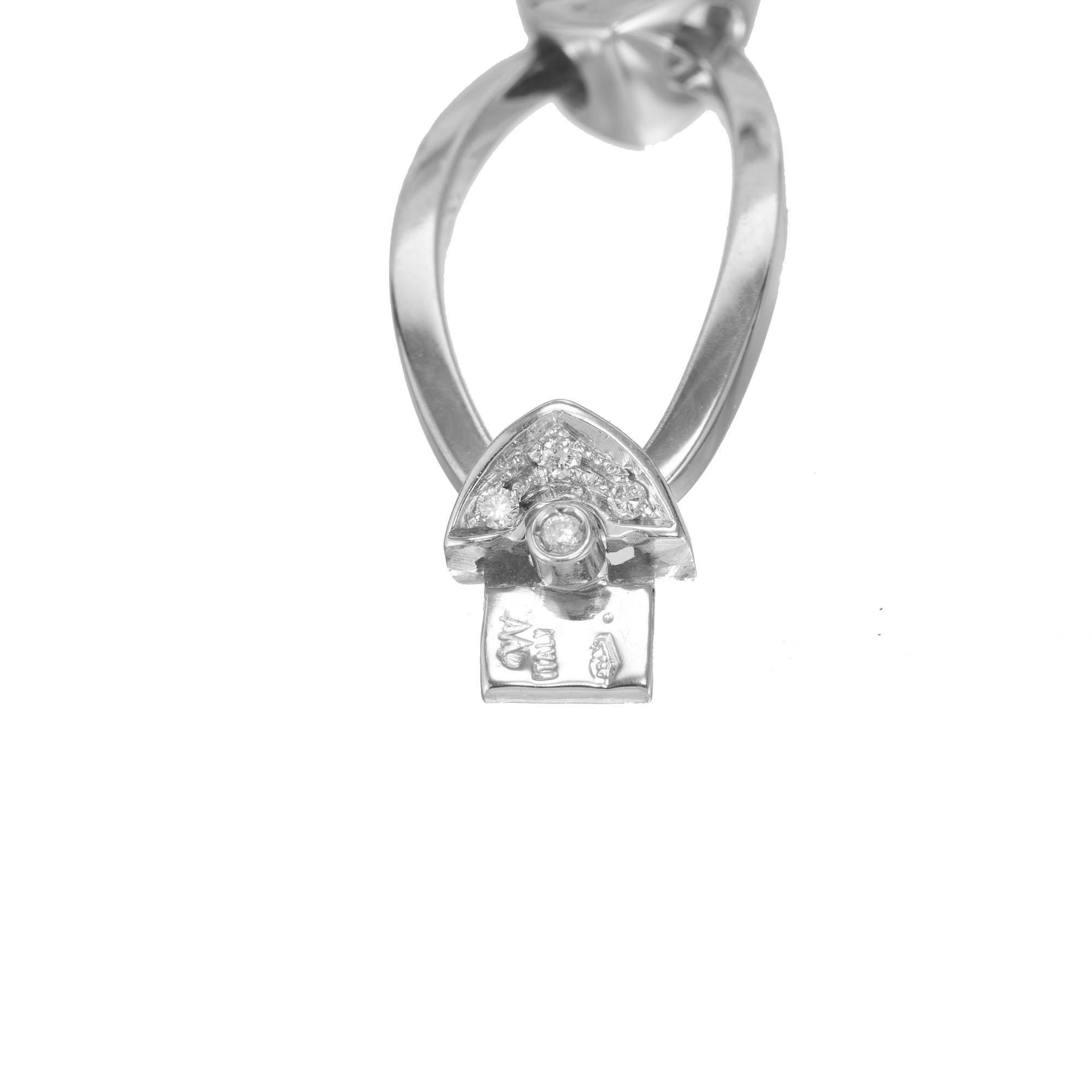 Round Cut .65 Carat Diamond White Gold Oval Link Bracelet For Sale