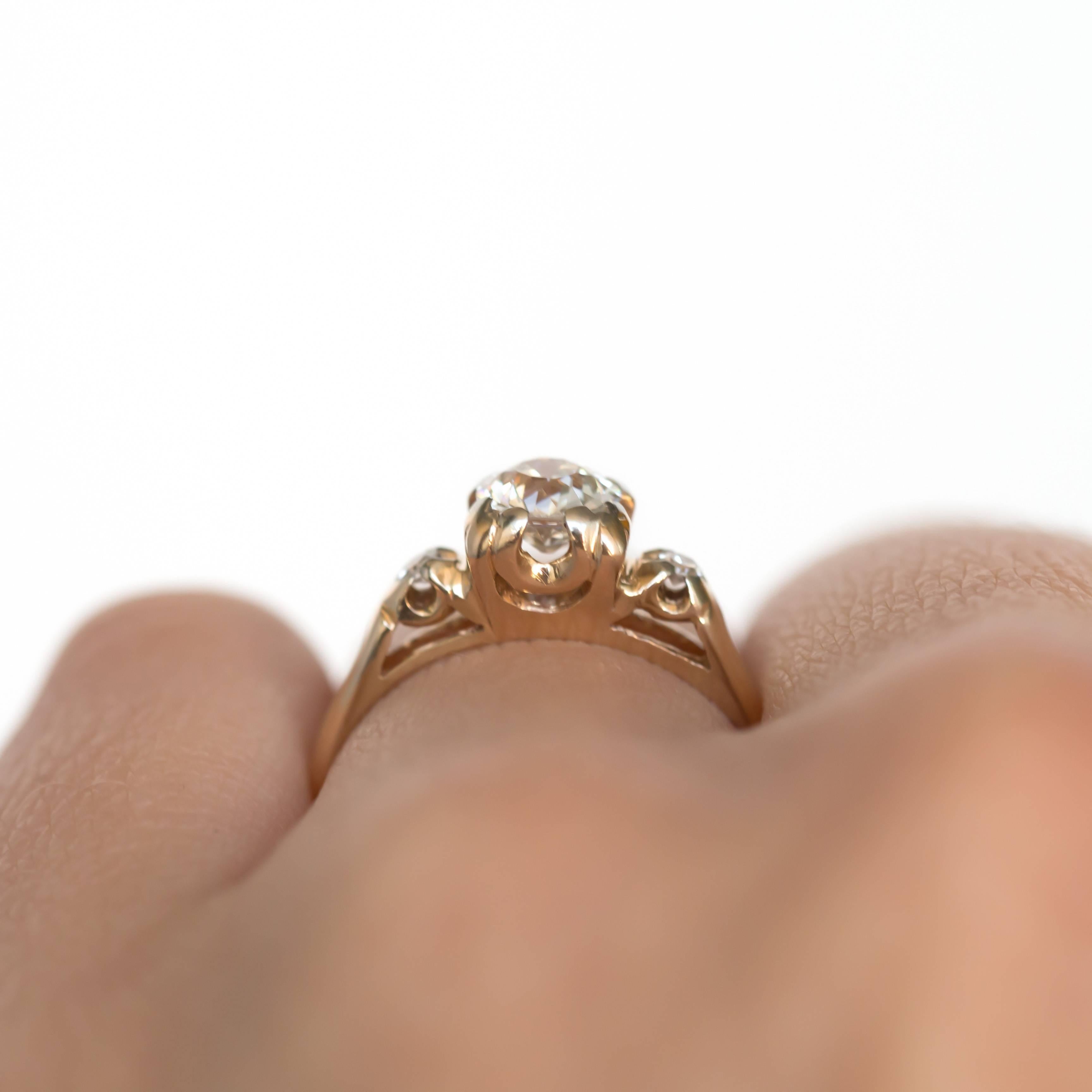 Women's or Men's .65 Carat Diamond Yellow Gold Engagement Ring