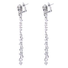 6.5 Carat Drippy Chandelier Princess Cut Diamond Earrings 14 Karat Gold Mount