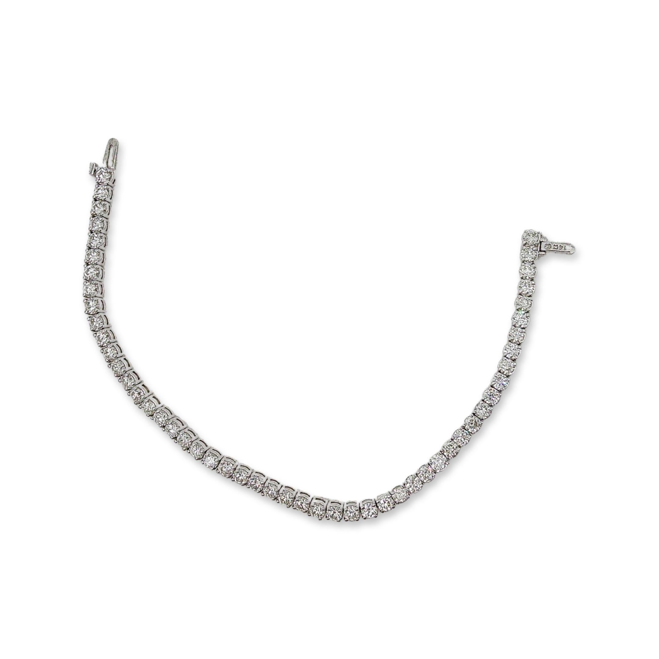Taille ronde Bracelet de diamants 6,5 carats DTW en vente