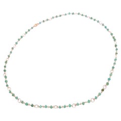Collar de esmeraldas de 6,5 quilates en oro amarillo de 18 quilates con cadena de eslabones trenzados