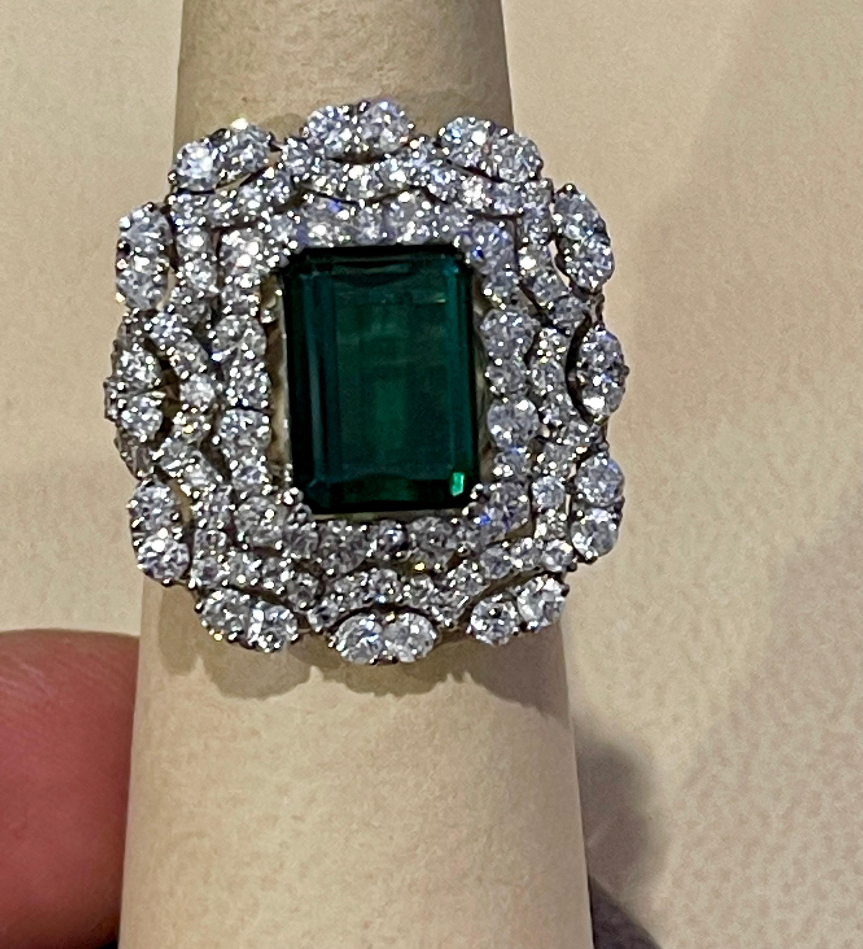 6.5 Carat Green Tourmaline & 4.2 Carat Diamond Cocktail Ring 18 Karat White Gold For Sale 5