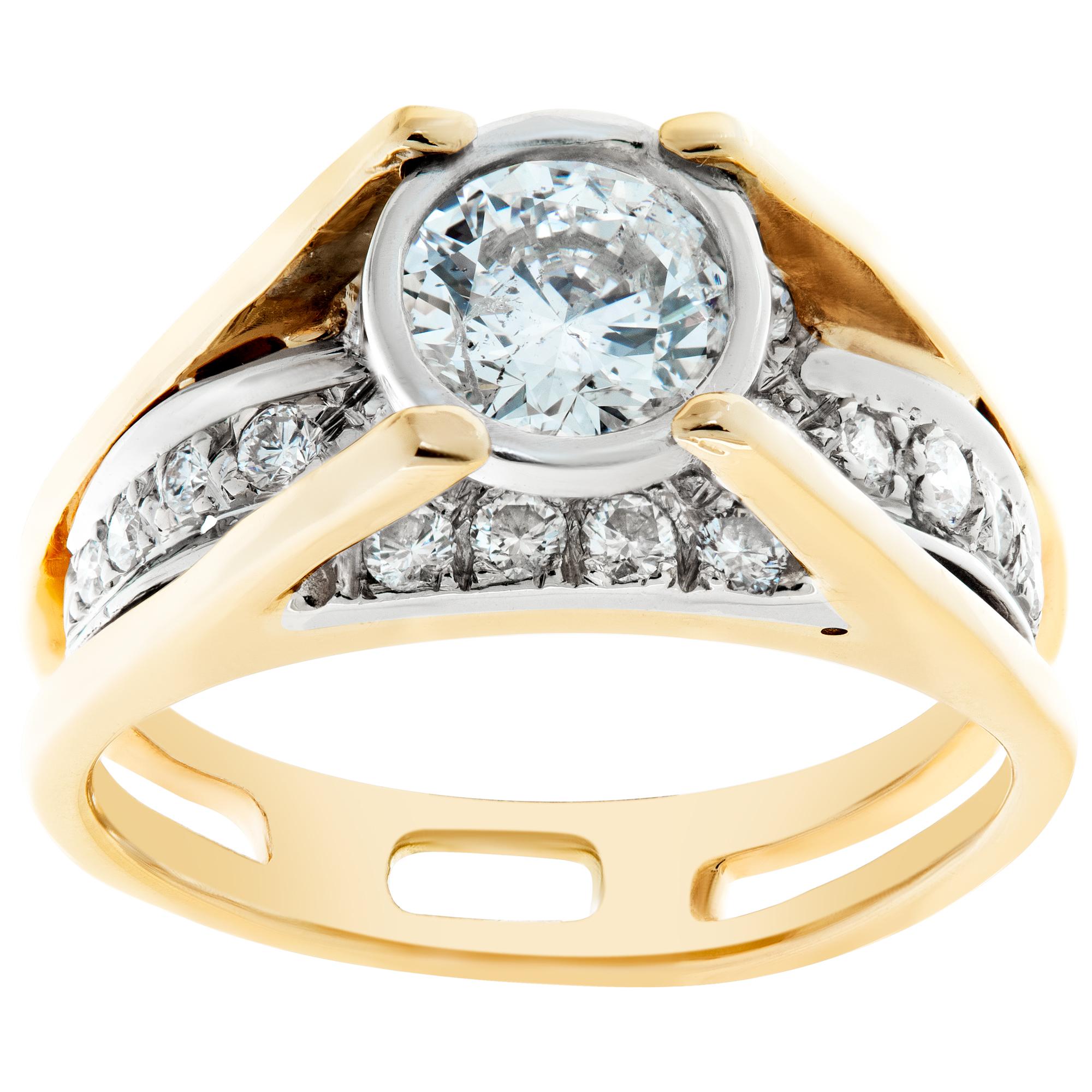 .65 Carat H-I Color, Si-I Clarity 14k White and Yellow Gold Diamond Ring