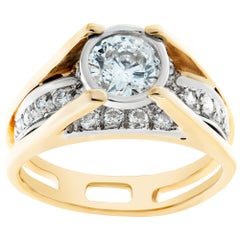 Bague en or blanc et jaune 14k diamant de 0,65 carat, couleur H-I, pureté SI-I