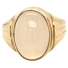 Vintage 6.5 Carat Moonstone Men’s Gold Signet Ring Estate Fine Jewelry