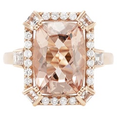 6.5 Carat Morganite and Diamond Ring in 18 Karat Rose Gold