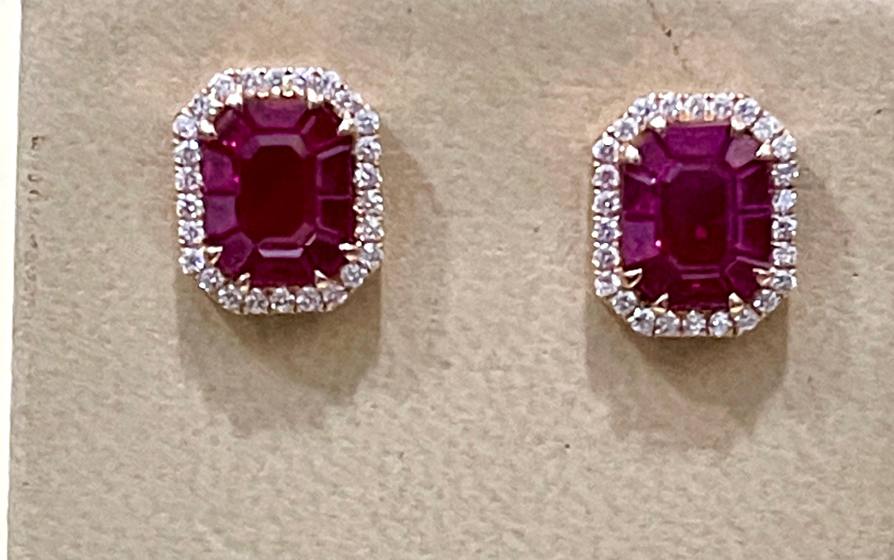 6.5 Carat Natural Burma Ruby and Diamond Earring in 18 Karat Yellow Gold In New Condition In New York, NY