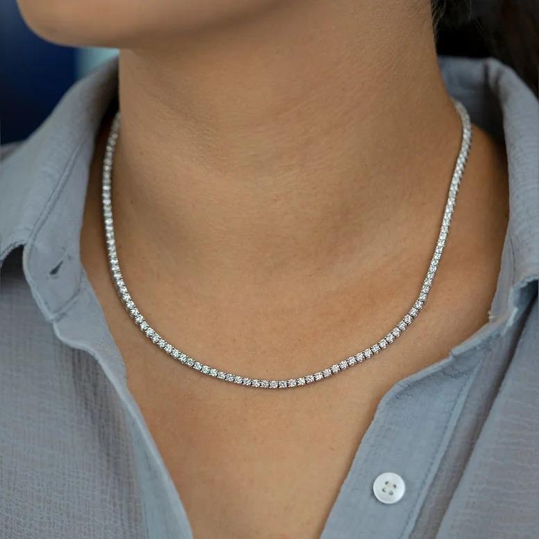 Main Stone Creation: Natural
Metal Purity: 14k
Country/Region of Manufacture: United States
Style: Tennis
Base Metal: White Gold, 14k
Clarity: VS2-SI1
Diamond Color: H/I
Total Carat Weight (TCW): 6.5 Carats 
Necklace Length: 16 & 18 Inch
PLEASE