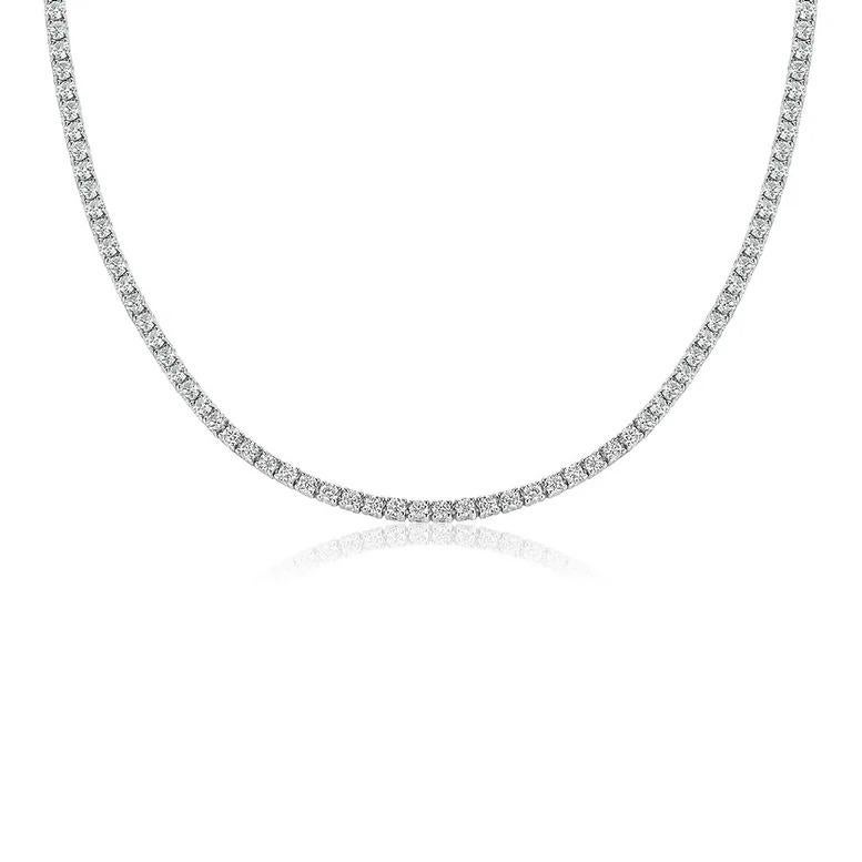 6.5 Carat Natural Diamonds Tennis Necklace in 14k Gold In New Condition For Sale In Jersey City, NJ