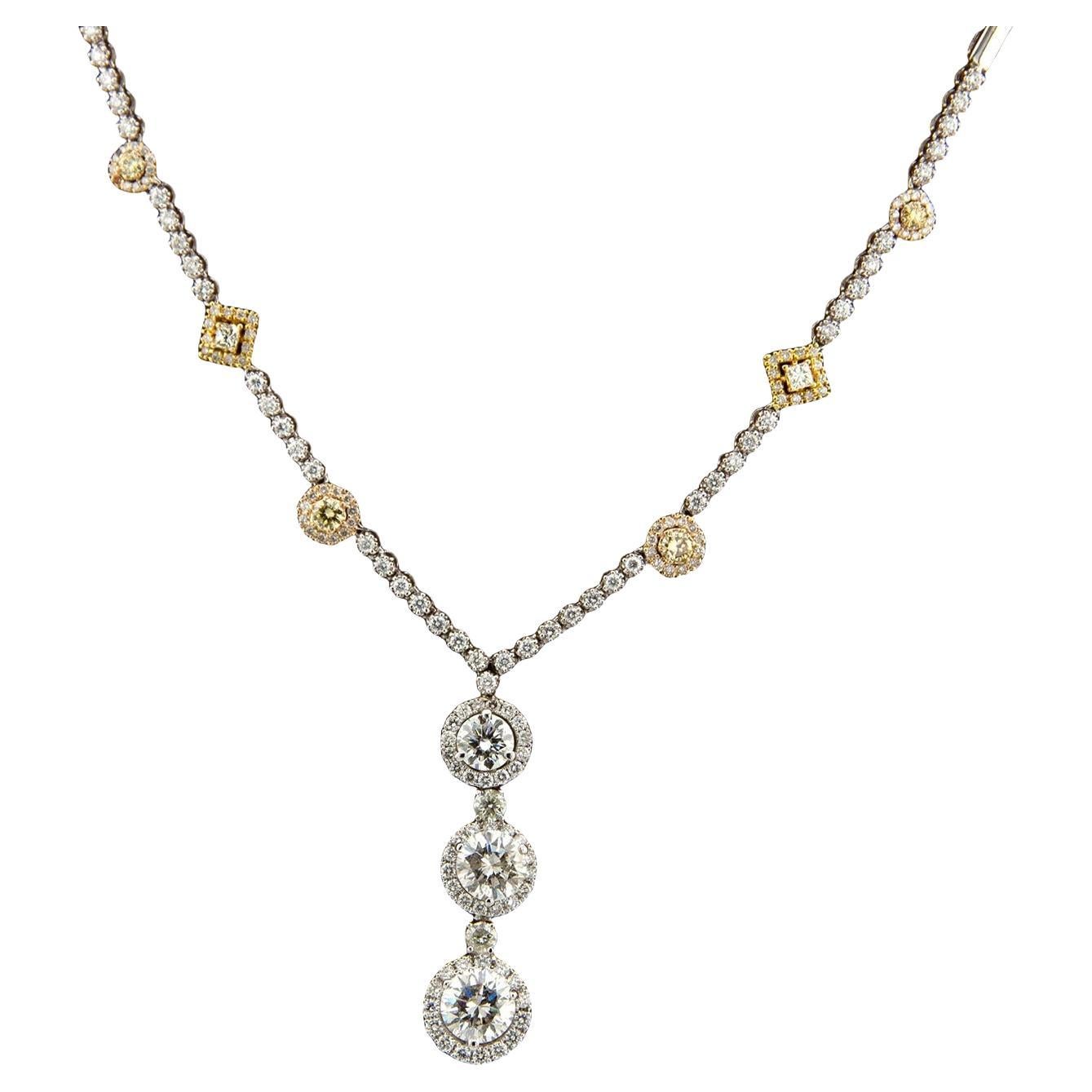 6.5 Carat Natural Round Cut Diamonds 18K White Gold Exquisite Pendant Necklace